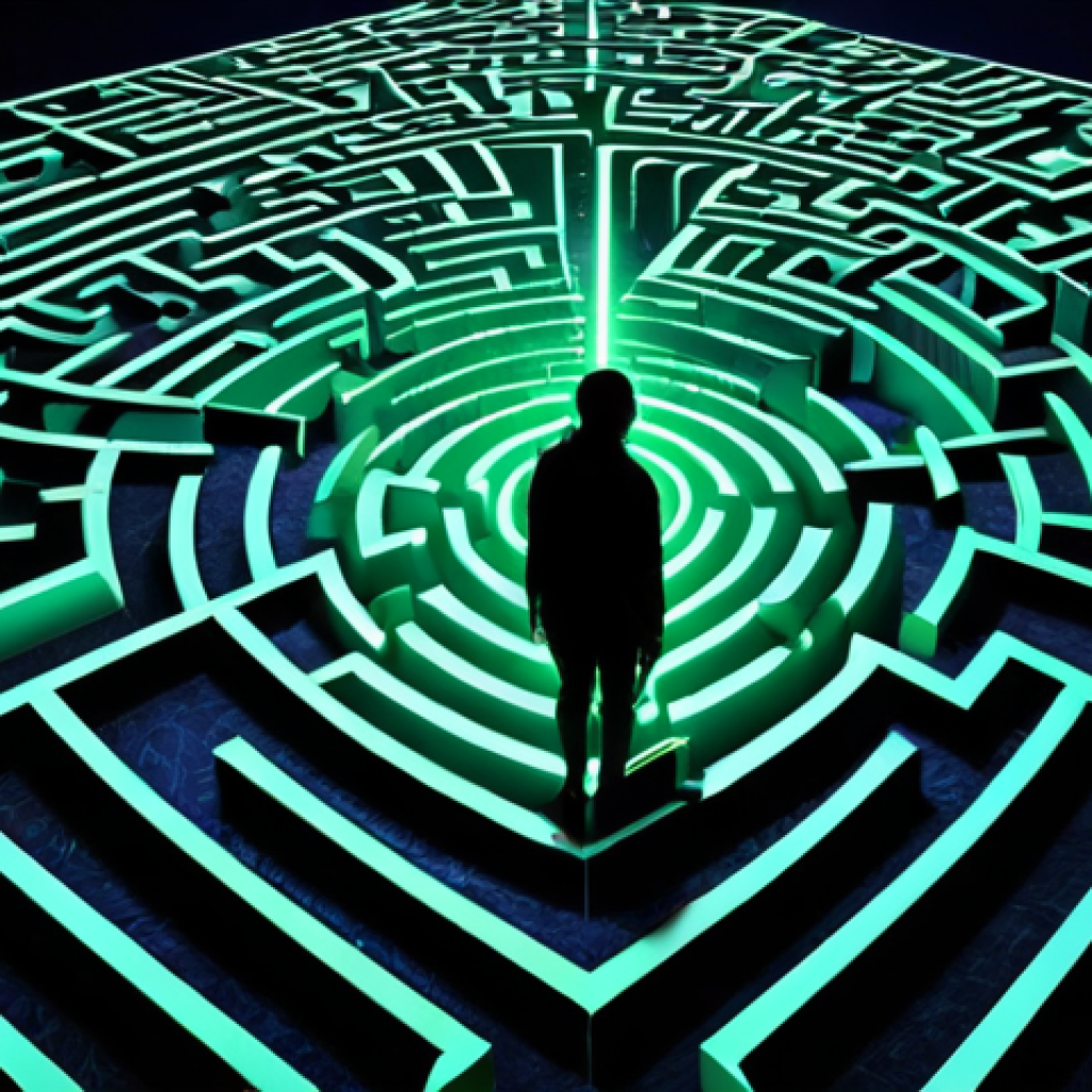 **Prompt 1: The Digital Labyrinth of Unseen Data Collection**
    A lone, slightly overwhelmed figure navigating a sprawling, intricate digital labyrinth. The walls of the maze are composed of glowing data streams, abstract symbols of personal information, and subtle, almost hidden eyes or camera lenses representing constant surveillance. The atmosphere is dense and mysterious, bathed in deep blues, purples, and eerie green light, evoking the feeling of a "black box" and an inescapable "digital shadow." Conceptual digital art, high detail, volumetric lighting, sense of vulnerability and complexity.