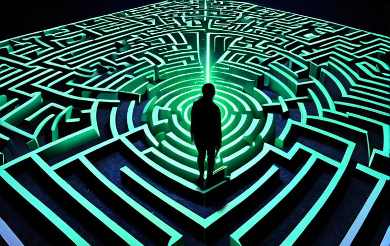 **Prompt 1: The Digital Labyrinth of Unseen Data Collection**
A lone, slightly overwhelmed figure navigating a sprawling, intricate digital labyrinth. The walls of the maze are composed of glowing data streams, abstract symbols of personal information, and subtle, almost hidden eyes or camera lenses representing constant surveillance. The atmosphere is dense and mysterious, bathed in deep blues, purples, and eerie green light, evoking the feeling of a "black box" and an inescapable "digital shadow." Conceptual digital art, high detail, volumetric lighting, sense of vulnerability and complexity.