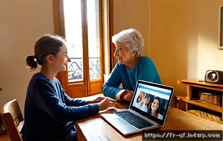 온라인에서의 상호 존중의 중요성 - Photorealistic French multigenerational family video call in a bright Paris apartment, teenager and ...